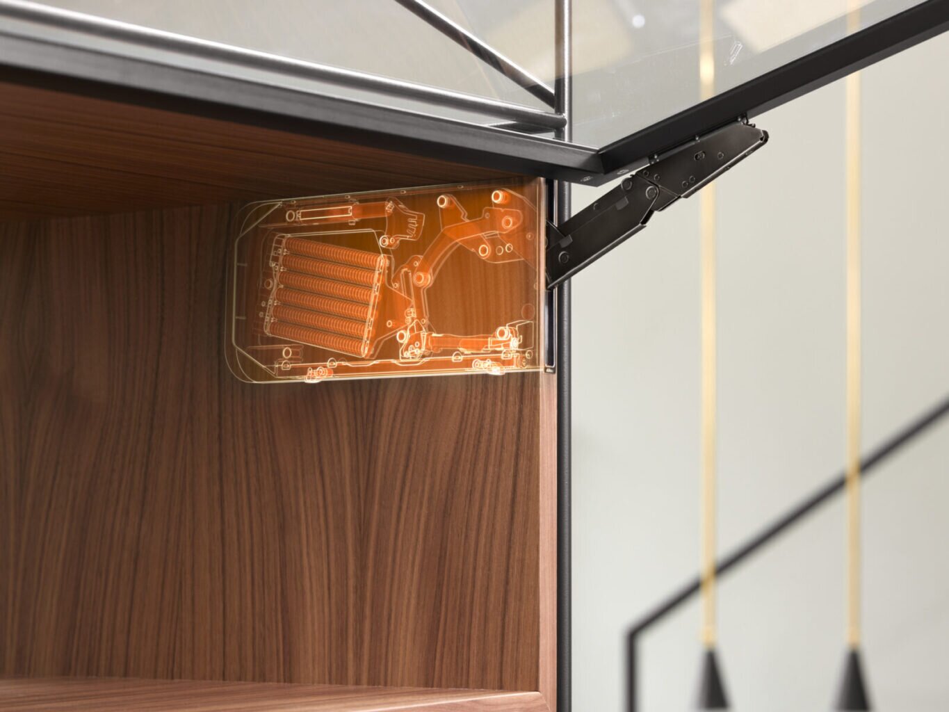 AVENTOS HKi là dòng tay nâng Blum cao cấp 1 cánh với thiết kế hiện đại