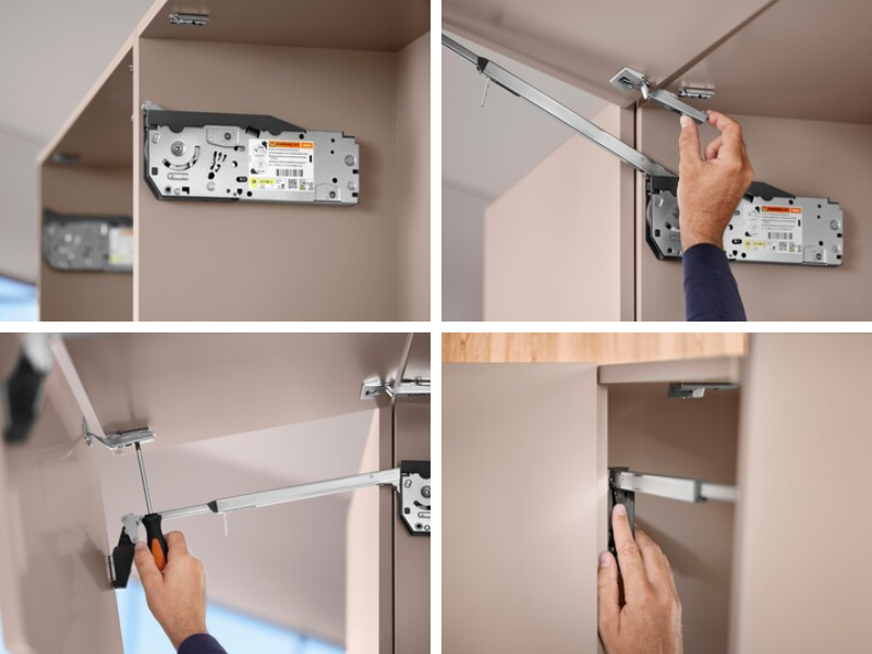 AVENTOS HF top dành cho tủ gập đôi cánh và nâng lên phía trên