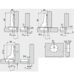 (15-24mm,100°) Bản lề cánh tủ Blum không giảm chấn 71M2550 3281399 71M2650 7979793 71M2750 1984053 (Nikel, CLIP top)