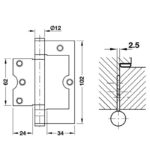(60kg,102x76x2.5mm,2BB) Bản lề lá âm dương HAFELE 926.22.103
