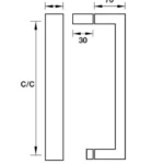 Tay nắm vuông cho phòng tắm kính, HAFELE 903.11.561 (CC500mm)