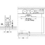 (50-120kg, 620mm) Cửa trượt HAFELE 941.02.037 Slido Classic 120-P D-line11 (Giảm chấn 1 bên)