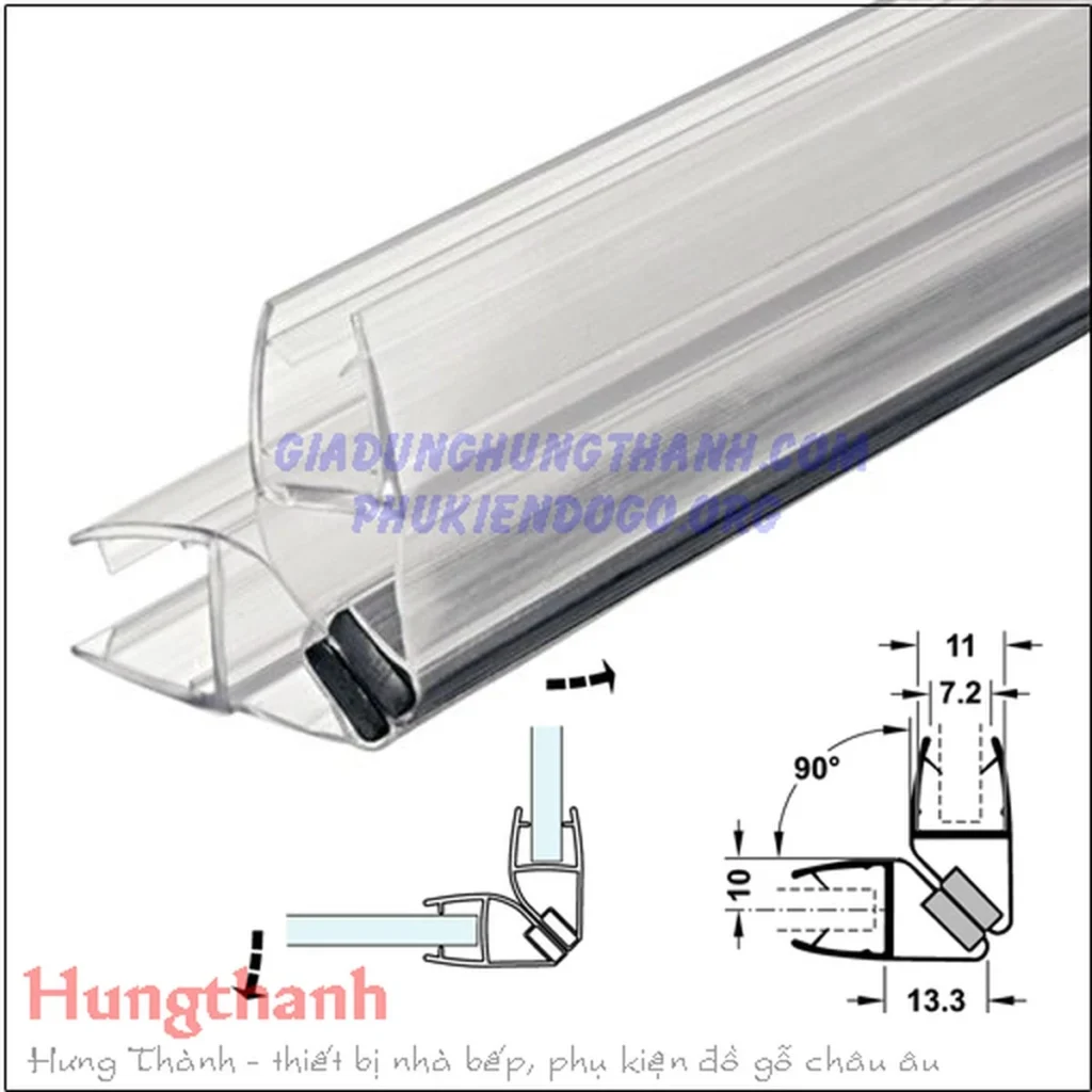 Ron từ cửa kính PVC 90 độ Hafele 950.06.520
