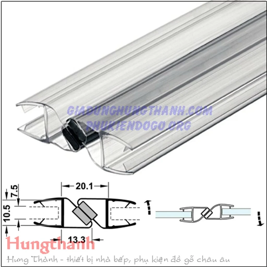 Ron từ cửa kính PVC 180 độ Hafele 950.06.500