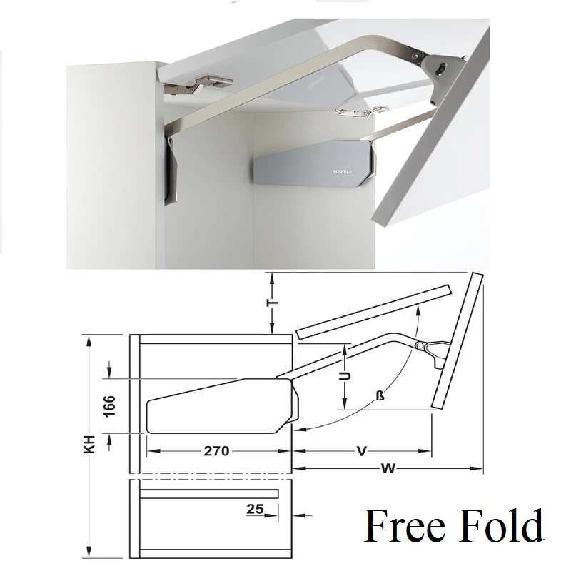 (H910mm, 20.9kg) Tay nâng cánh đôi HAFELE Free Fold