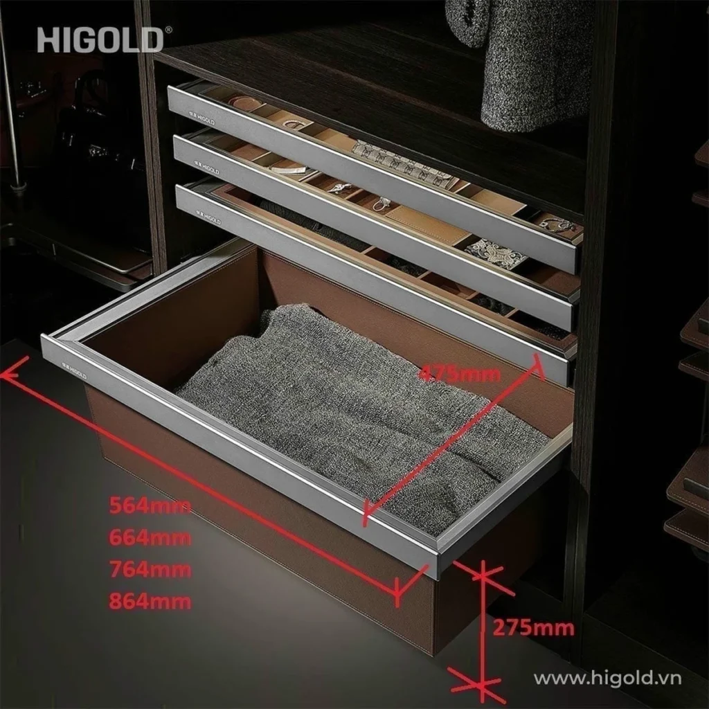 (600-900mm,A) Ngăn kéo cao đựng đồ gấp HIGOLD 703731-S 703732-S 703733-S 703734-S