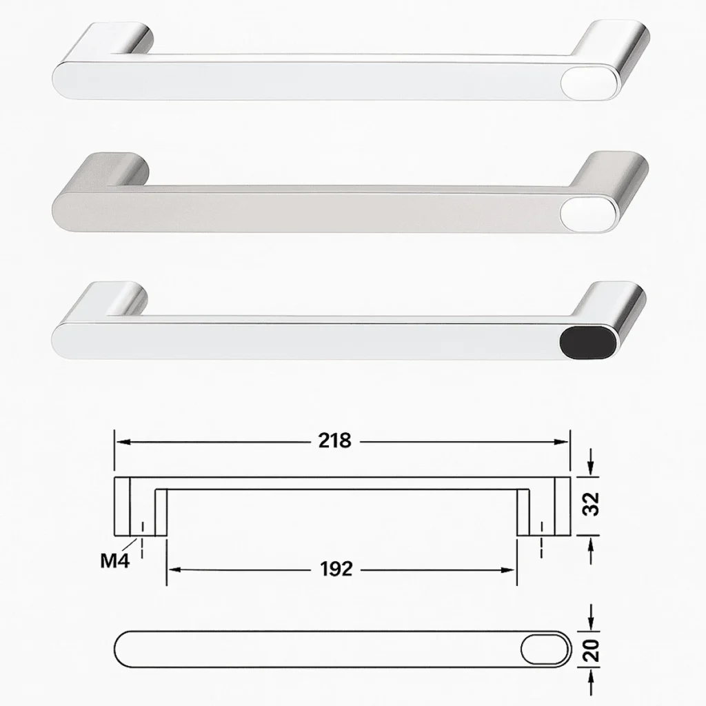 (218/192mm) Tay nắm tủ HAFELE, H1370 106.69.257 106.69.657  106.69.247