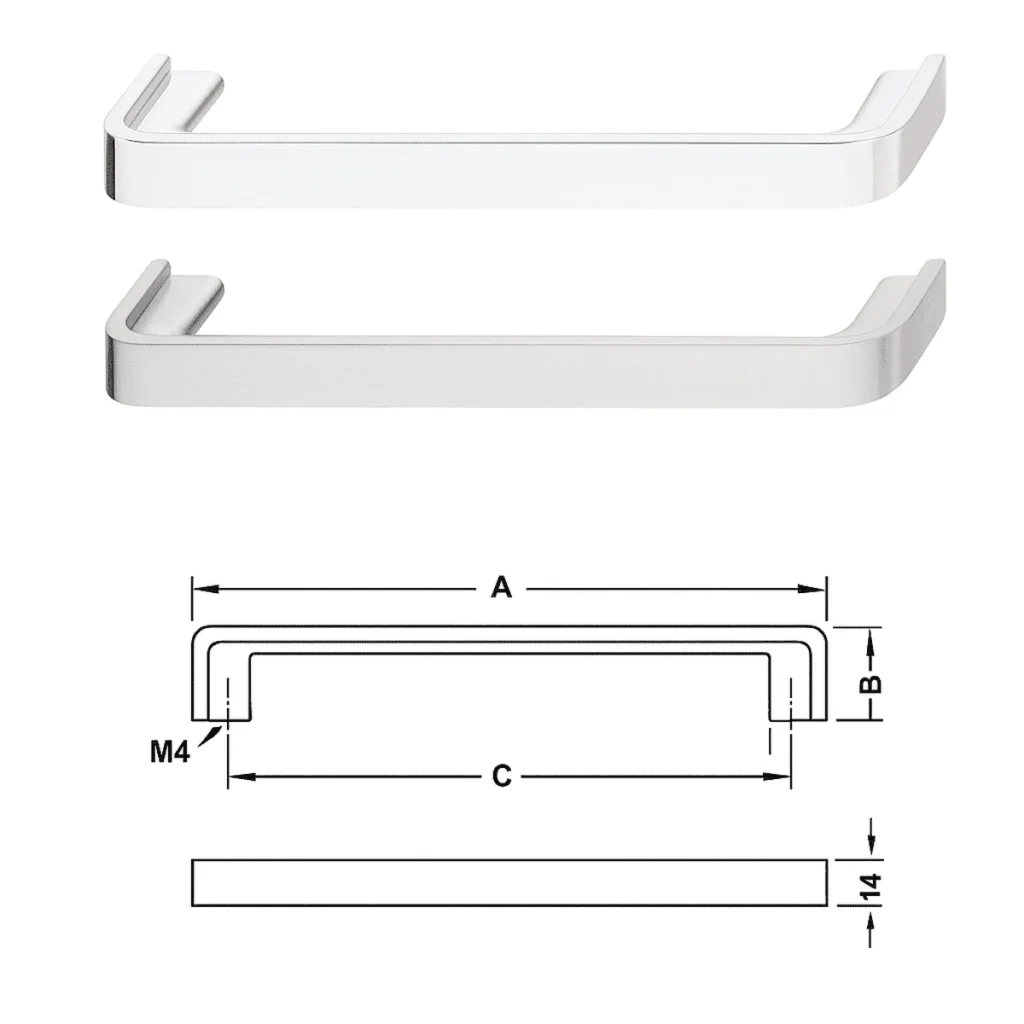 (146/128,178/160,210/192mm) Tay nắm tủ HAFELE H1385 110.34.265 110.34.266 110.34.267 110.34.665 110.34.666 110.4.667