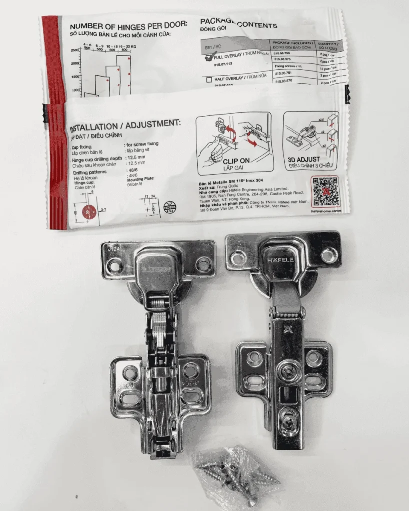 (DIY, 14-22mm) Bản lề tủ HAFELE inox304 Metalla SM 110 độ 315.07.113 (trùm ngoài)