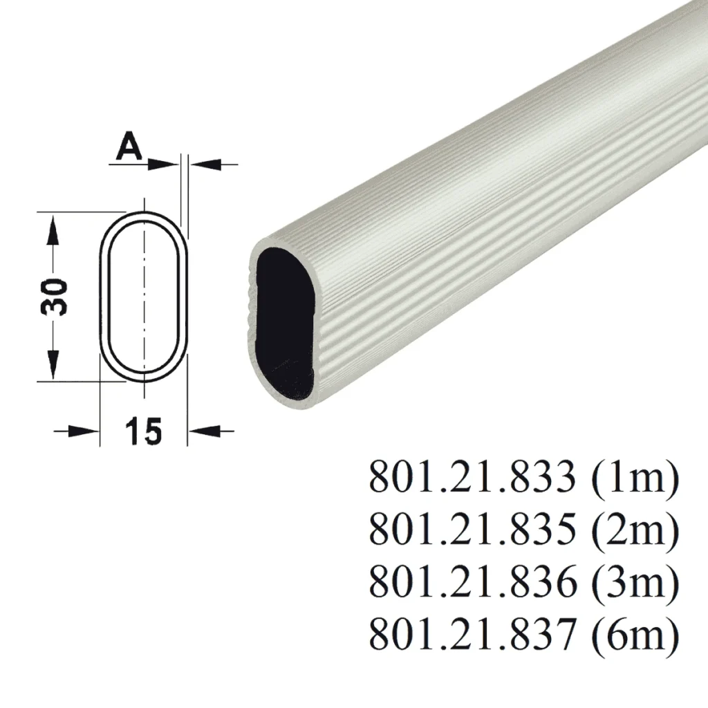 (1.0-6.0m) Thanh suốt oval HAFELE 801.21.833 treo quần áo (Nhôm)