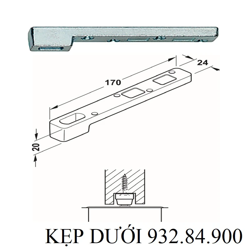 Bas kẹp dưới bản lề sàn HAFELE 932.84.900