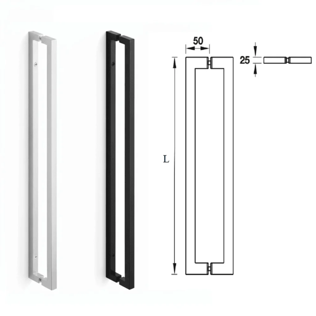 (CC.450-1075, L.475-1100mm) Tay nắm kéo HAFELE vuông