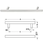 (136-392mm/96-352mm) Tay nắm tủ HAFELE đũa 155.01.400 155.01.401 155.01.402 155.01.403 155.01.404 155.01.405 155.01.407, inox304 (Xước mờ)