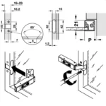 Bản lề cong vừa (trùm nửa), giảm chấn Hafele SM khung nhôm 315.26.701 (kèm đế, màu inox)