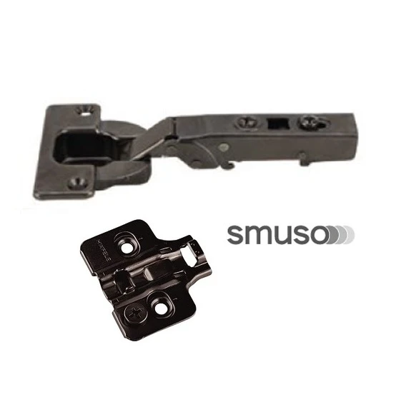 (18-32mm, Đen, SM) Bản lề tủ HAFELE giảm chấn gỗ dày SM 98 độ 308.03.003 (Thẳng, trùm ngoài, A)