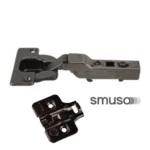 (18-32mm, Đen, SM) Bản lề tủ HAFELE giảm chấn gỗ dày SM 98 độ 308.03.004 (Cong nửa, trùm nửa, B)