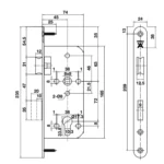 (BS45/CC72mm, lưỡi gà chốt chết) Thân khóa HAFELE 489.10.561