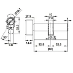 (Oval WC, 65mm) Ruột khoá HAFELE 1 đầu vặn 489.56.252
