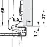 Bản lề cong vừa (trùm nửa), giảm chấn Hafele SM khung nhôm 315.26.701 (kèm đế, màu inox)