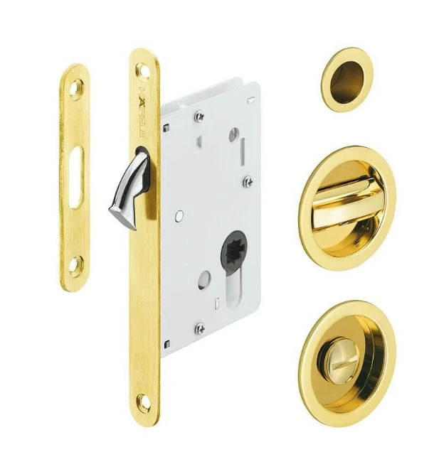 (DIY BS50mm, WC) Bộ khóa cửa trượt HAFELE 911.26.527 (vàng bóng)