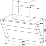 (90cm,900m3/h) Hút mùi HAFELE HC-H901WB 533.83.655 (kính nghiêng)