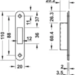 (BS55mm) Thân khóa cửa trượt HAFELE 911.26.292 (inox mờ)