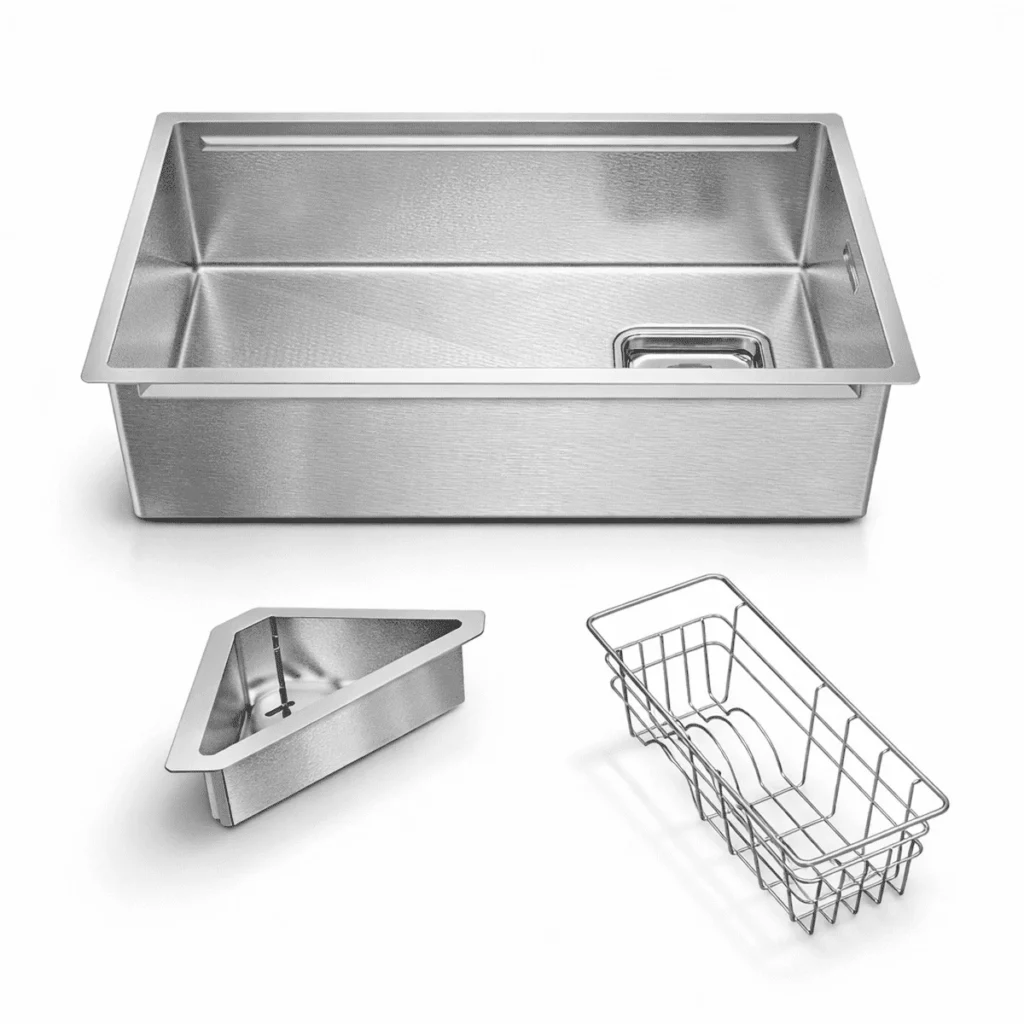 (760mm, combo) Chậu bếp inox HAFELE 567.24.401 JUMBO WS HS26-SSN1S-7644-EMBOSSED