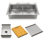 (860mm, combo) Chậu bếp inox HAFELE 567.94.057 WS R10 HS25-SSN2S-8644-SILVER