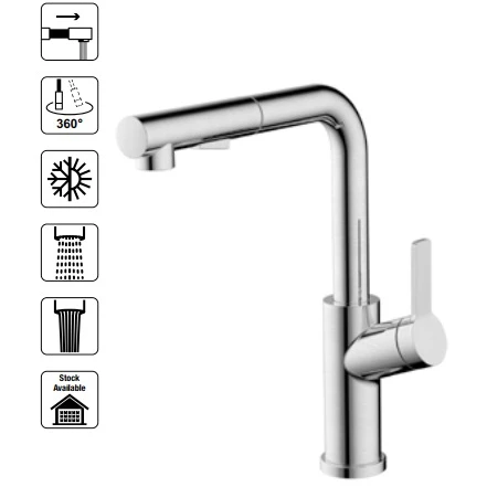 Vòi bếp HAFELE rút 570.85.049 (Chrome mờ)