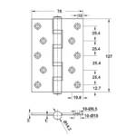 (DIY 66kg,127x76mm, 4BB) Bản lề lá HAFELE 489.05.028 (vàng bóng)