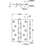 (DIY 66kg,127x89mm, 2BB) Bản lề lá HAFELE 489.05.024 (Vàng bóng)
