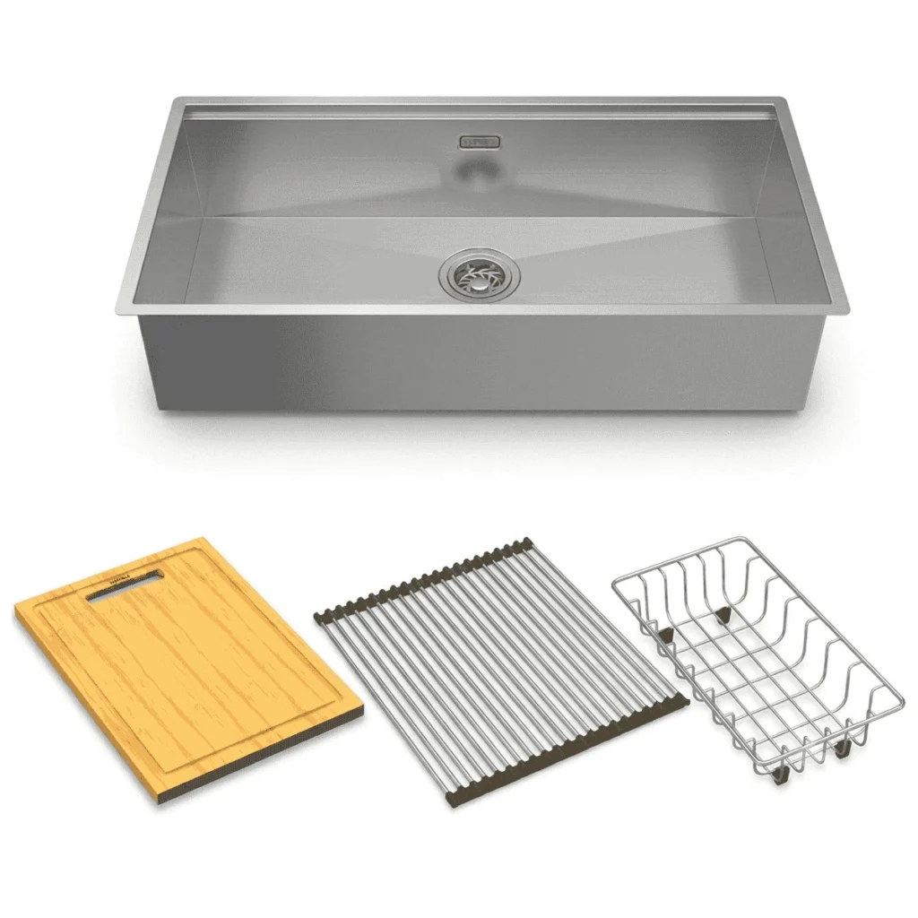 (760mm, combo) Chậu bếp inox HAFELE 567.24.467 WS R0 HS24-SSN1S-7644-SILVER