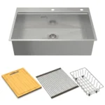 (860mm, combo) Chậu bếp inox HAFELE 567.20.637 WS R0 HS24-SSN1S-8650-SILVER