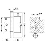 (60kg,102x76x2.5mm,2BB) Bản lề lá âm dương HAFELE 926.22.103