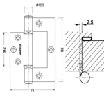 (45kg, 100x70x2.5mm, 2BB) Bản lề lá âm dương HAFELE 926.96.100