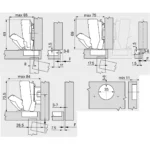 (A,14-24mm,170°) Bản lề Blum góc rộng 170° trùm hết không giảm chấn 71T6550 3703643  (Nikel, CLIP & CLIP top)