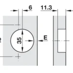 Bản lề cong vừa không giảm chấn Hafele Metalla A 165 độ 311.93.502 (kèm đế)