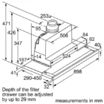 (90cm,700m3/h) Hút mùi BOSCH Series 8 DFS097K51 (rút)