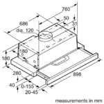 (90cm,380m3/h) Hút mùi BOSCH Series 4 DHI923GSG (rút)