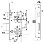 (BS55/CC72mm) Thân khóa HAFELE 489.10.560 (inox mờ)