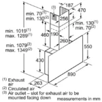 (90cm,717m3/h) Hút mùi BOSCH kính thằng gắn tường Series 8 DWF97RV60B (717m3/h)