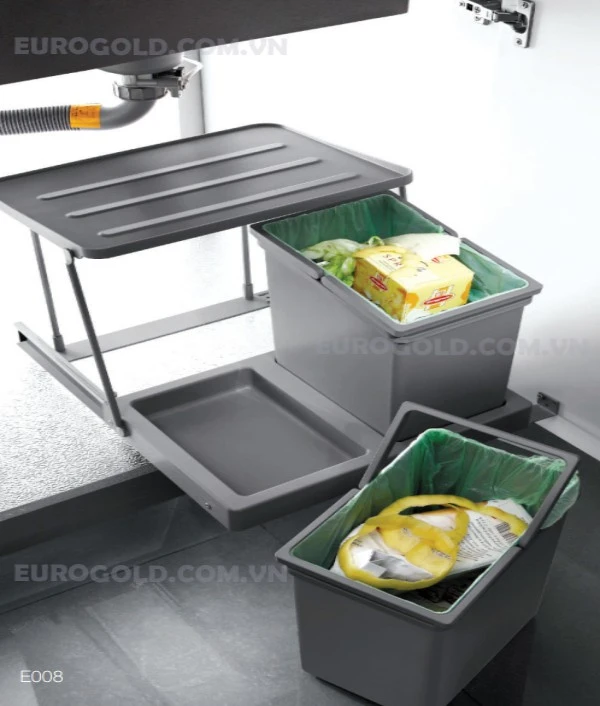 (40cm) Thùng rác EUROGOLD 2 ngăn E008
