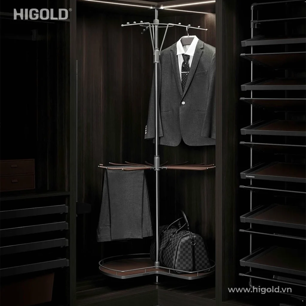 Khung treo quần áo góc tủ, HiGold Series A (Nâu)