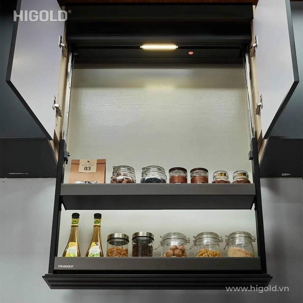 (600-900mm) Giá gia vị nâng hạ điện HiGold, nhôm hộp (Star move)