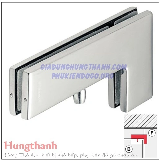 Kẹp kính hình chữ L Hafele inox bóng 981.00.031