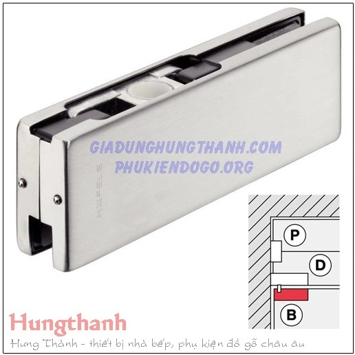 Kẹp kính trên Hafele inox bóng 981.00.011