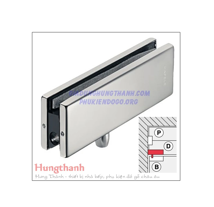 Kẹp kính trên có ty Hafele inox bóng 981.00.021