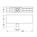 Kẹp kính trên có ty Hafele inox bóng 981.00.021