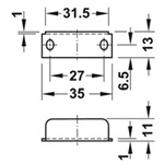 (22mm) Khoá vuông chìa nhựa Hafele 232.01.220