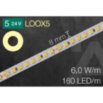 (24V,8mm,6W/m,160LEDs/m) Đèn LED dây HAFELE dòng 3141 833.76.206 833.76.207 (đơn sắc)